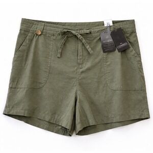 Torrid Linen Blend Shorts Womens 18 Green Pull On Elastic Waist NWT